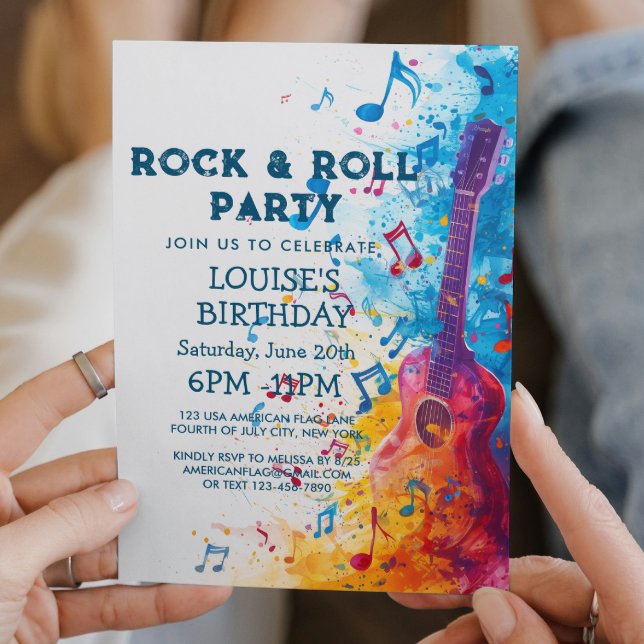 Invitación a la fiesta de rock and Roll de guitarr (Subido por el creador)