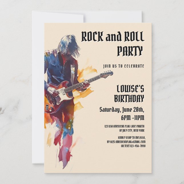 Invitación a la fiesta de rock y Rollo de Beige (Anverso)