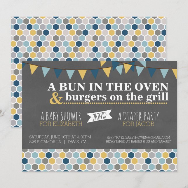 Invitación a la Fiesta de Ropa de Bebé/Fiesta de P (Anverso / Reverso)