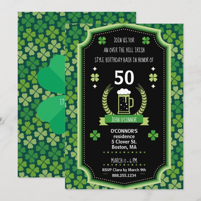 Invitación a la fiesta de San Patricio (Anverso / Reverso)