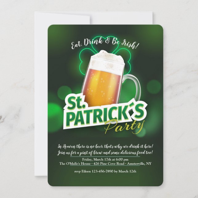 Invitación a la fiesta de San Patricio (Anverso)