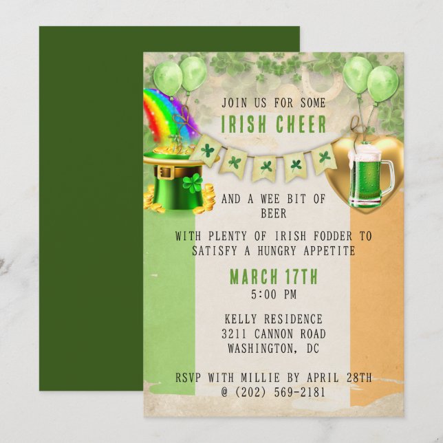 Invitación a la fiesta de San Patricio (Anverso / Reverso)