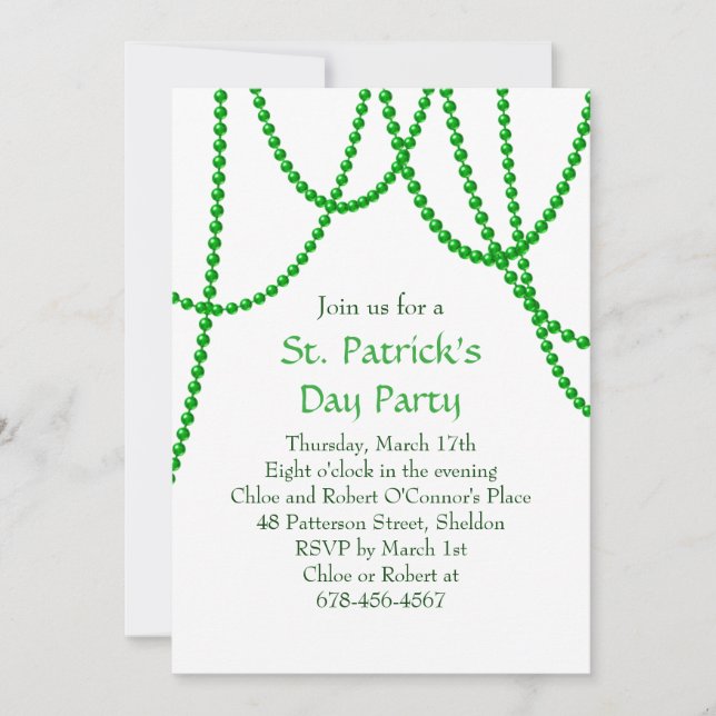 Invitación a la fiesta de San Patricio - blanco (Anverso)