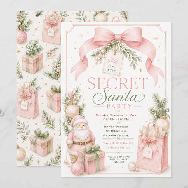 Invitación a la fiesta de Santa Secreto (Anverso / Reverso)