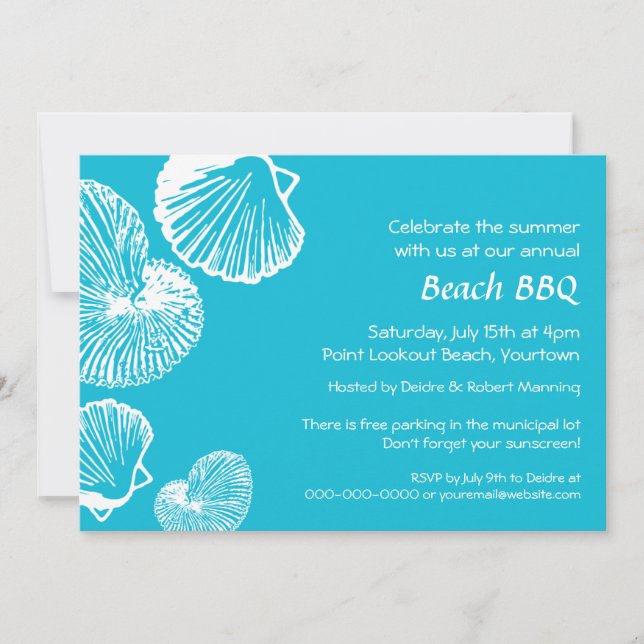 Invitación a la fiesta de Seashell Beach (Anverso)