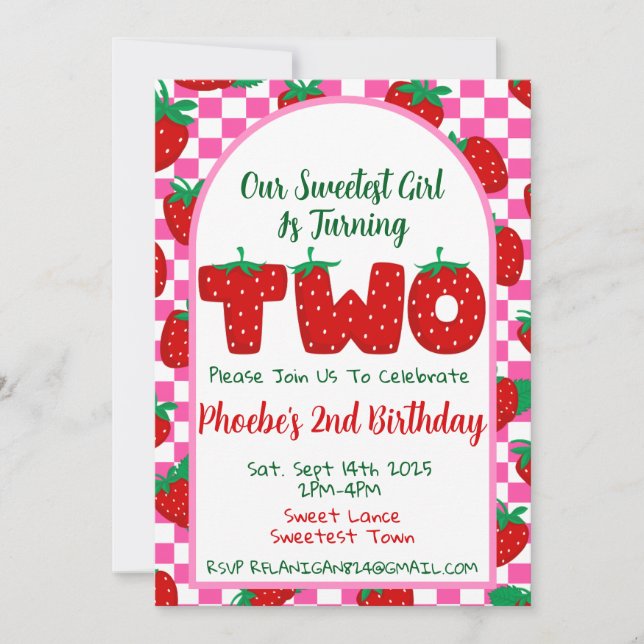Invitación a la fiesta de segundo cumpleaños Berry (Anverso)