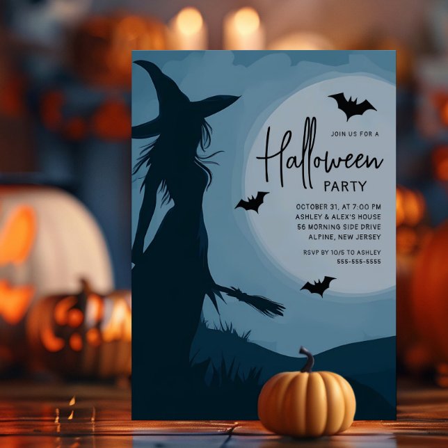 Invitación a la fiesta de Silhouette Witch Hallowe (Subido por el creador)