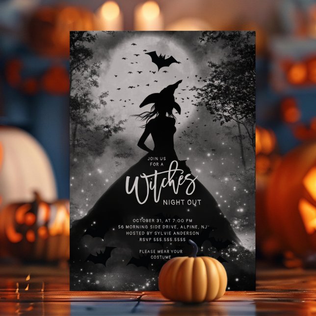 Invitación a la fiesta de Silhouette Witch Hallowe (Subido por el creador)