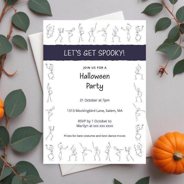 Invitación a la fiesta de Skeleton Dance Halloween (Subido por el creador)