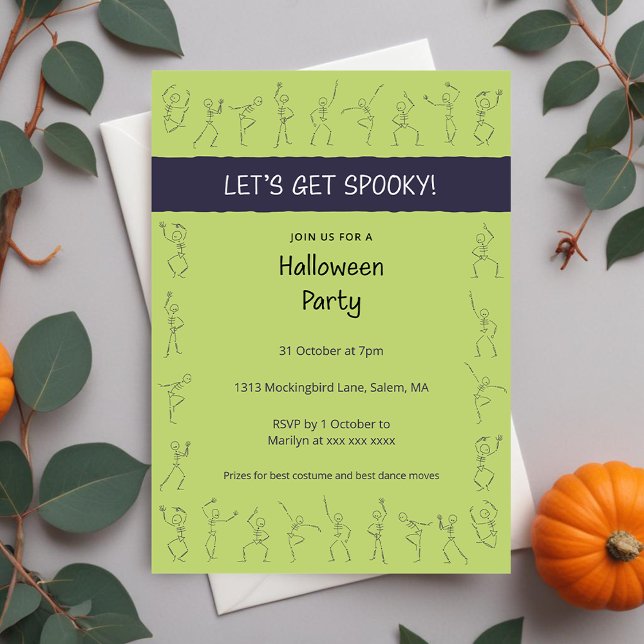 Invitación a la fiesta de Skeleton Dance Halloween (Subido por el creador)