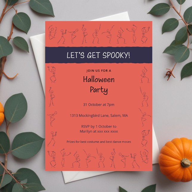 Invitación a la fiesta de Skeleton Dance Halloween (Subido por el creador)