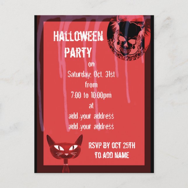 Invitación a la fiesta de Skull Halloween (Anverso)