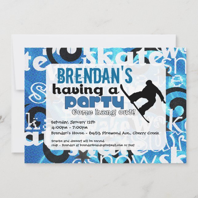 Invitación a la fiesta de snowboard (Anverso)