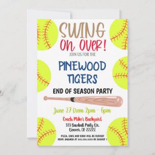 Invitación a la Fiesta de Softbol de Fin de Tempor