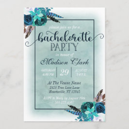 Invitación a la fiesta de soltera azul acuática y 