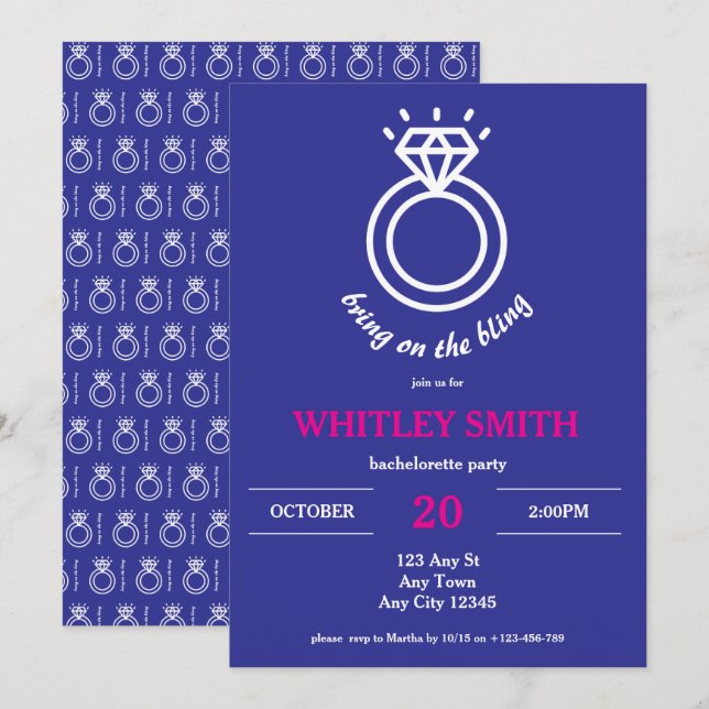 Invitación a la fiesta de soltera 'Bring on the Bl (Anverso / Reverso)