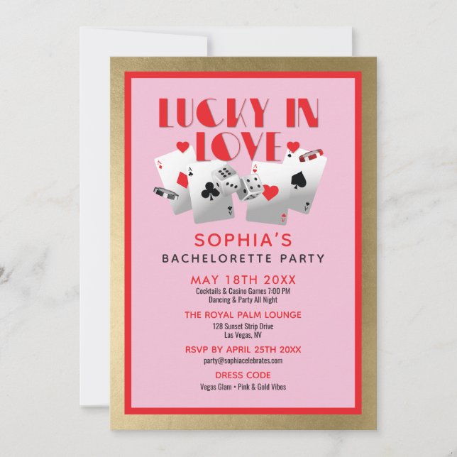 Invitación a la fiesta de soltera Casino Vegas (Anverso)