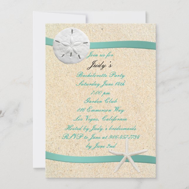 Invitación a la fiesta de soltera de boda SandDoll (Anverso)