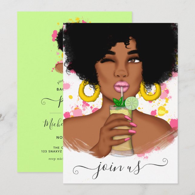 Invitación a la fiesta de soltera de verano (Anverso / Reverso)