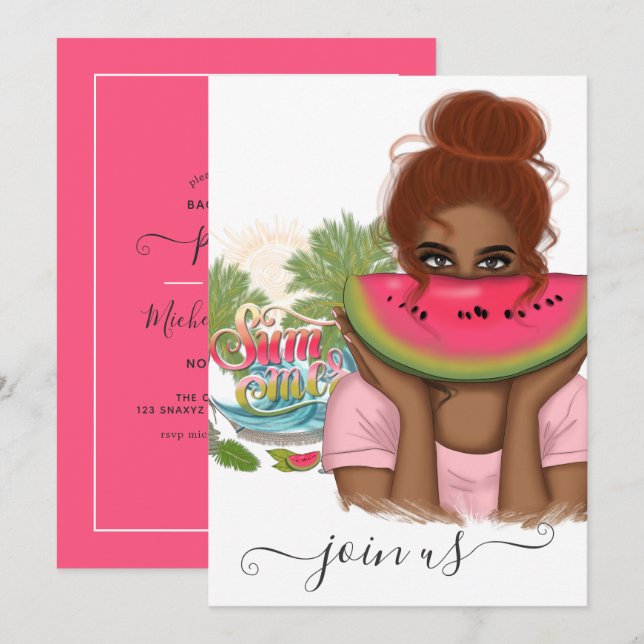 Invitación a la fiesta de soltera de verano (Anverso / Reverso)