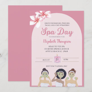 Invitación a la fiesta de soltera del Día del Spa