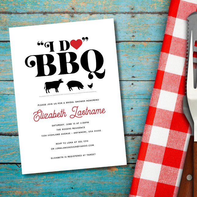 Invitación a la fiesta de soltera Red Gingham I Do (Subido por el creador)