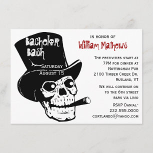 Invitación a la fiesta de soltero con cráneo en so
