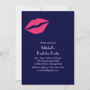 Invitación a la fiesta de soltero con labios rosa