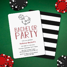 Invitación a la fiesta de soltero con noche de cas