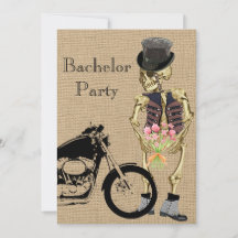 Invitación a la fiesta de soltero de esqueleto de