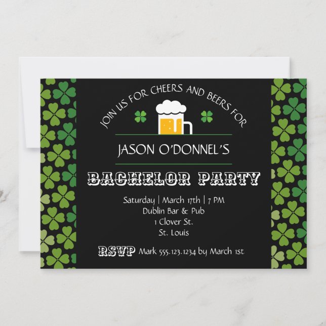Invitación a la Fiesta de Soltero del Día de San P (Anverso)