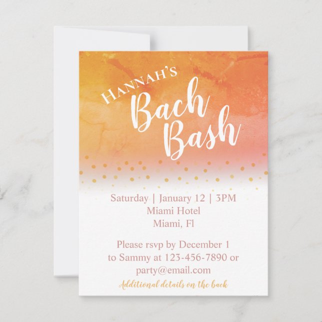 Invitación a la fiesta de soltero en playa tropica (Anverso)