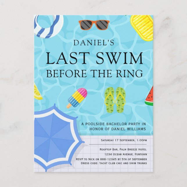 Invitación a la Fiesta de Soltero junto a la Pisci (Anverso)