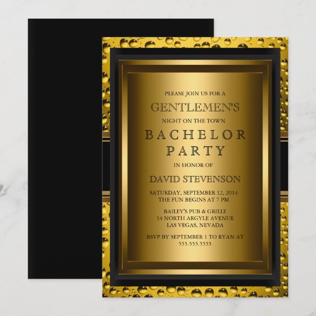 Invitación a la fiesta de solteros de caballeros d (Anverso / Reverso)