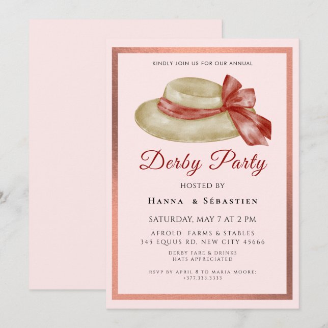 Invitación a la Fiesta de Sombreros Derby (Anverso / Reverso)