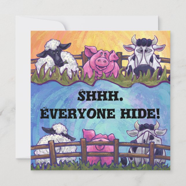 Invitación a la fiesta de sorpresa de animales de  (Anverso)