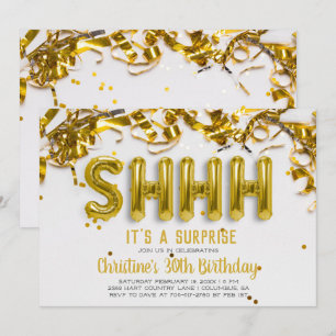 Invitación a la fiesta de sorpresa Shhhh   Globos 
