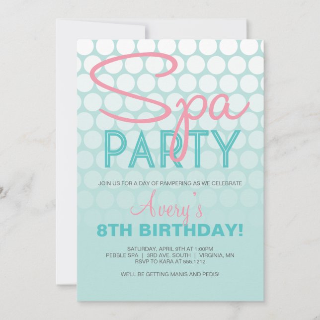 Invitación a la fiesta de spa (Anverso)