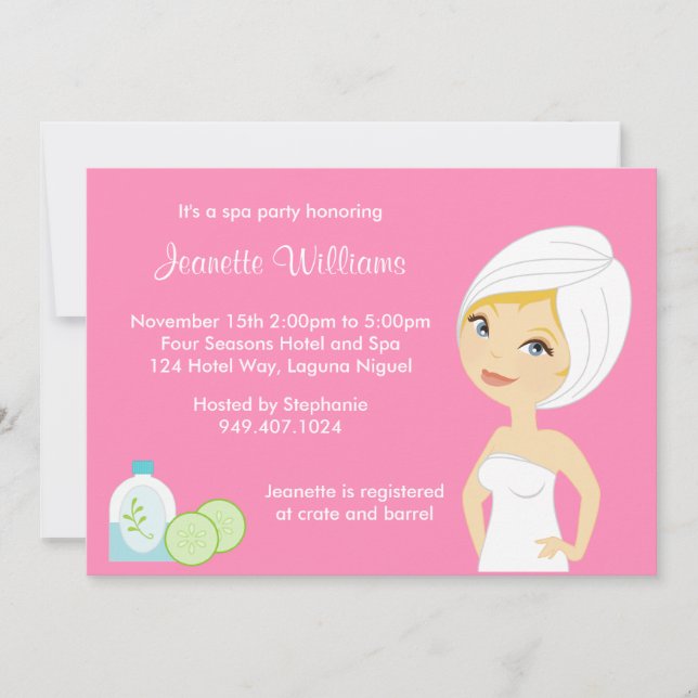 Invitación a la fiesta de Spa (Anverso)