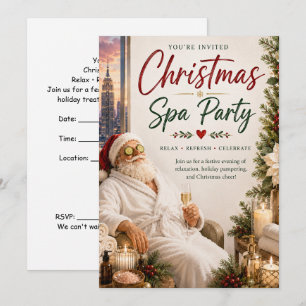 Invitación a la fiesta de spa de Navidad con Santa