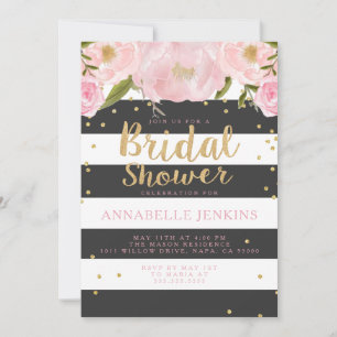 Invitación a la fiesta de Stripe Bridal Shower