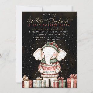 Invitación a la fiesta de suéter feo de elefante b