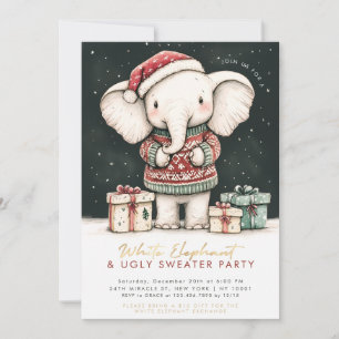 Invitación a la fiesta de suéter feo de elefante b