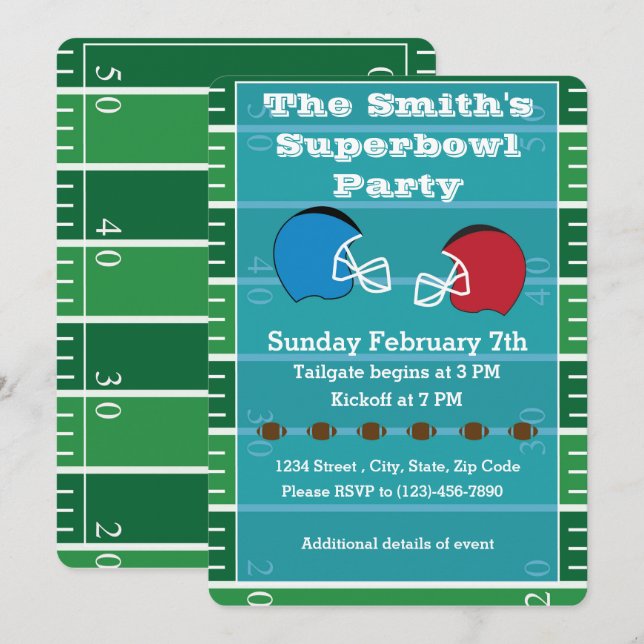 Invitación a la fiesta de Superbowl (Anverso / Reverso)