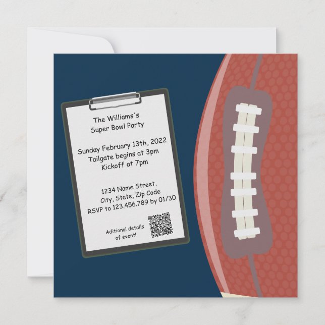 Invitación a la fiesta de Superbowl (Anverso)