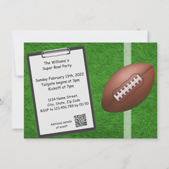 Invitación a la fiesta de Superbowl (Anverso)