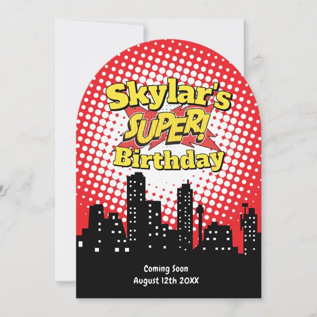 Invitación a la fiesta de superhéroes para niños - (Anverso)