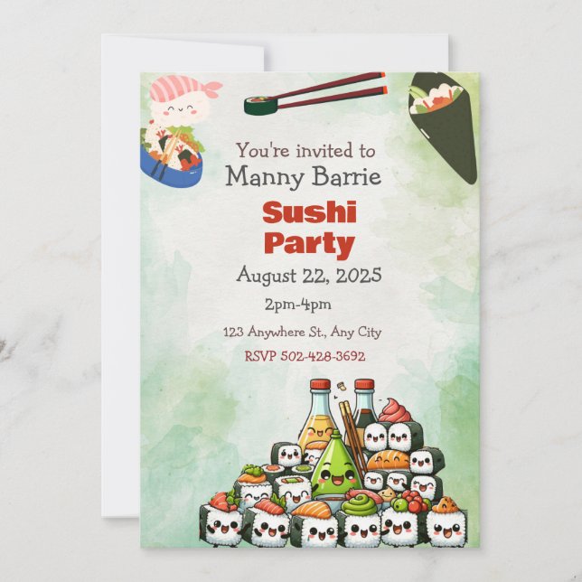 Invitación a la fiesta de sushi (Anverso)