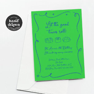 Invitación a la fiesta de sushi para niños Blue & 