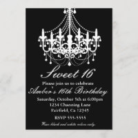 Invitación a la fiesta de Sweet 16 con araña de lu